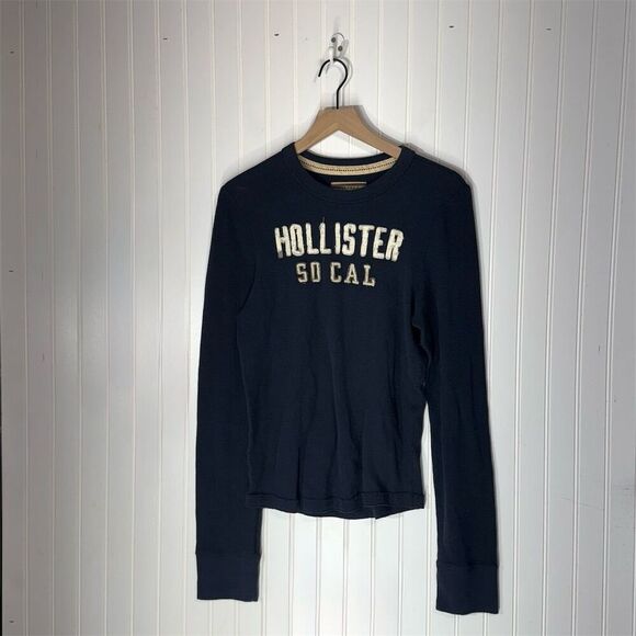 2K Hollister SoCal Navy Waffle Knit Thermal Long Sleeve Shirt Men’s L Retro Prep - Picture 1 of 6